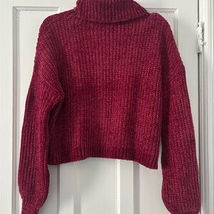 Zenana Outfitters Burgundy Turtleneck Chunky Sweater
